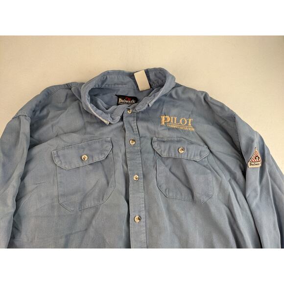 Mens Bulwark FR Fire Resistant Button Up Long Sleeve Shirt Size XXL 2XL Blue - Picture 5 of 12